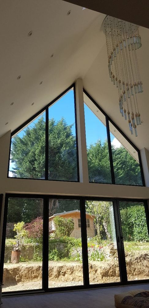 Double vaulted ceiling with chandelier